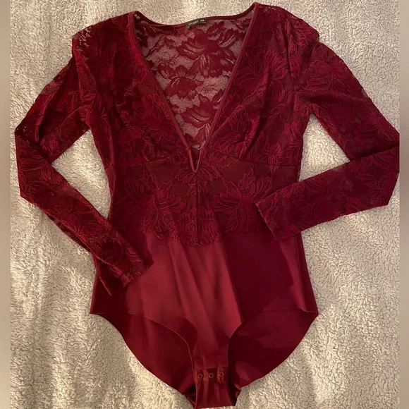 Oysho Tops Long Sleeve Lace Bodysuit From Oysho Poshmark